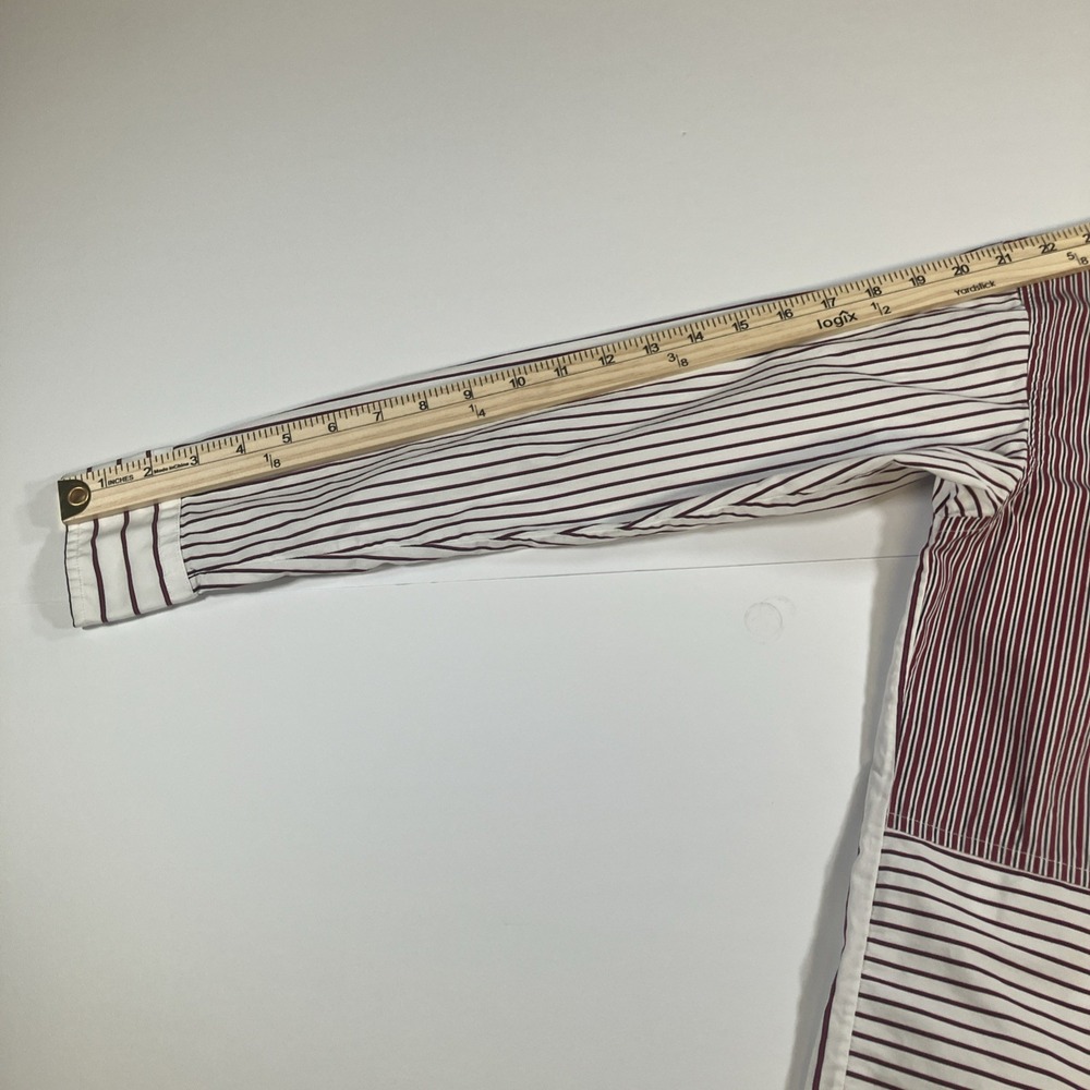 Lauren Ralph Lauren Red Striped Patchwork Long Sleeve Blouse Shirt Womens Medium - Picture 12 of 16